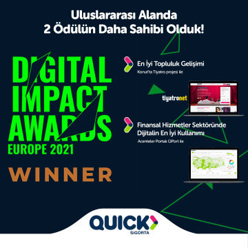 Quick Sigorta, Londra merkezli Digital Impact Awards’tan iki ödülle döndü! Quick Sigorta, Londra merkezli Digital Impact Awards’tan iki ödülle döndü!