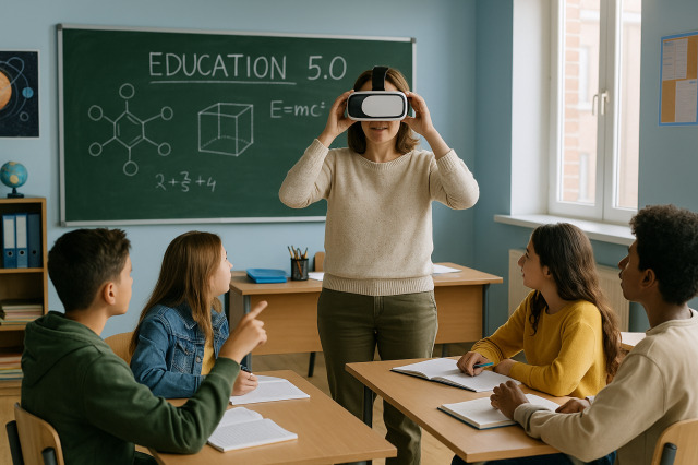  Eğitim 5.0 sınıfında öğretmenler VR teknolojisiyle öğrencilerin öğrenme deneyimini zenginleştiriyor.
